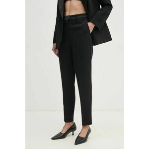 Sisley pantaloni femei, culoarea negru, fason tigareta, high waist, 4GJCLF069 imagine