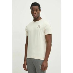 Hackett London tricou din bumbac barbati, culoarea bej, cu imprimeu, HM500858 imagine