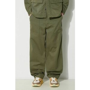 Universal Works pantaloni de bumbac Fatigue Pant culoarea verde, drept, 132.LIGHT.OLIVE imagine