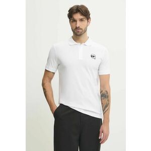 Karl Lagerfeld polo de bumbac culoarea alb, cu imprimeu, 500224.745710 imagine