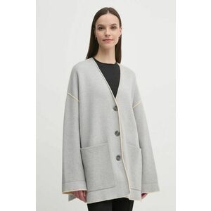 OUI cardigan cu două fețe culoarea gri, călduros, 90801 imagine