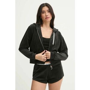 Juicy Couture bluza pijama LIV RIB VELOUR HOODIE femei, culoarea negru, JCLBJ125503 imagine