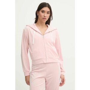 Juicy Couture bluza pijama LIV RIB VELOUR HOODIE femei, culoarea roz, JCLBJ125503 imagine