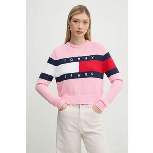 Tommy Jeans pulover de bumbac culoarea roz, DW0DW19335 imagine