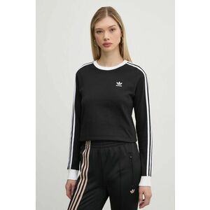 adidas Originals longsleeve din bumbac 3-Stripes culoarea negru, JC5774 imagine