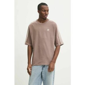 adidas Originals tricou din bumbac Oversize tee barbati, culoarea bej, cu imprimeu, JP1058 imagine