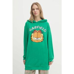 United Colors of Benetton hanorac fleece x GARFIELD culoarea verde, cu glugă, cu imprimeu, 3DFQ3M06K imagine