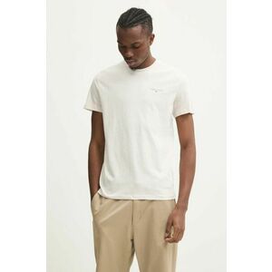 Tommy Jeans tricou din bumbac barbati, culoarea bej, neted, DM0DM21188 imagine