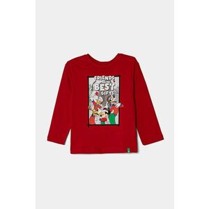 United Colors of Benetton longsleeve din bumbac pentru copii culoarea rosu, cu imprimeu, 3ATNG10GP imagine