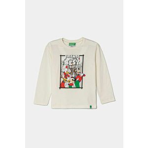 United Colors of Benetton longsleeve din bumbac pentru copii culoarea bej, cu imprimeu, 3ATNG10GP imagine