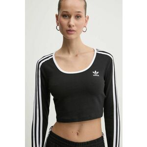 adidas Originals longsleeve 3S LS CROP femei, culoarea negru, JD4624 imagine