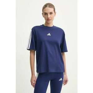 adidas tricou din bumbac Essentials femei, culoarea albastru marin, JE1212 imagine