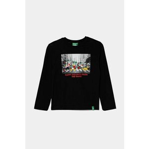 United Colors of Benetton longsleeve culoarea negru, cu imprimeu, 3ATNC10LE imagine