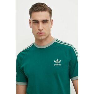 adidas Originals tricou din bumbac 3-Stripes barbati, culoarea verde, modelator, JN7017 imagine