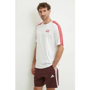 adidas tricou din bumbac M C COLLE Collegiate barbati, culoarea alb, cu imprimeu, JJ1606 imagine