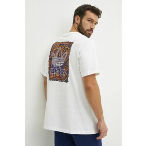 adidas Originals tricou din bumbac barbati, culoarea alb, cu imprimeu, JN1278 imagine