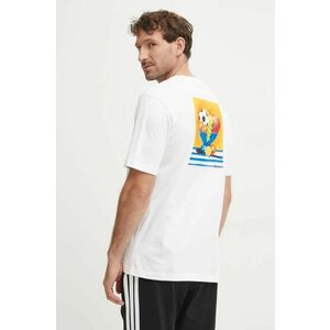 adidas tricou din bumbac M L SL BOWL T barbati, culoarea alb, cu imprimeu, JJ3962 imagine