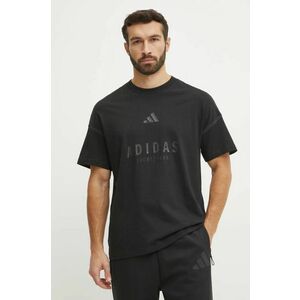 adidas tricou din bumbac ALL SZN Graphic barbati, culoarea negru, cu imprimeu, JJ3658 imagine