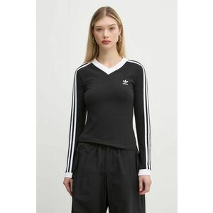 adidas Originals longsleeve V-NECK LS femei, culoarea negru, IY7247 imagine