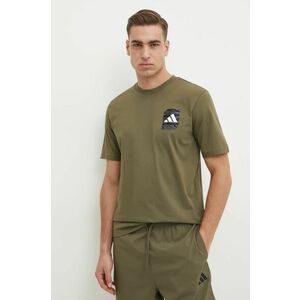 adidas tricou din bumbac Camo barbati, culoarea verde, cu imprimeu, JI6759 imagine