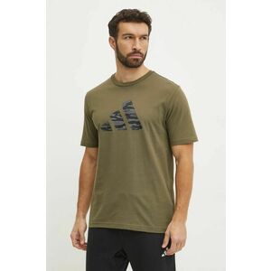 adidas tricou din bumbac Camo barbati, culoarea verde, cu imprimeu, JI6768 imagine