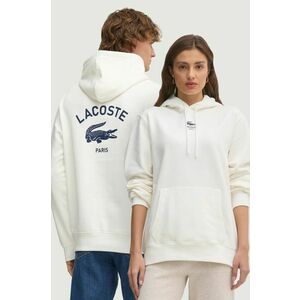 Lacoste hanorac de bumbac culoarea alb, cu glugă, cu imprimeu, SH2740 imagine