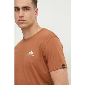 Alpha Industries tricou din bumbac barbati, culoarea maro, cu imprimeu imagine