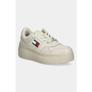 Tommy Jeans sneakers TJW RETRO BASKET FLATFORM ESS culoarea bej, EN0EN02506 imagine