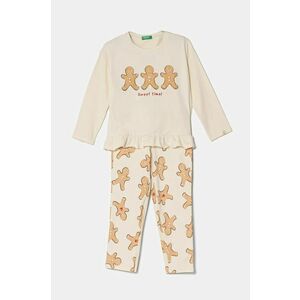 United Colors of Benetton pijama culoarea bej, modelator, 3DKE0P07Z imagine