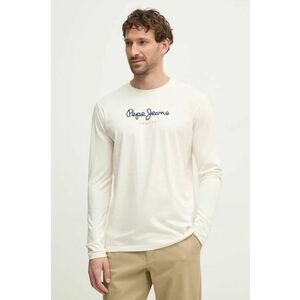 Pepe Jeans Tricou din bumbac culoarea bej, cu imprimeu imagine