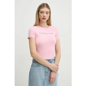 Tommy Jeans tricou din bumbac femei, culoarea roz, DW0DW18398 imagine