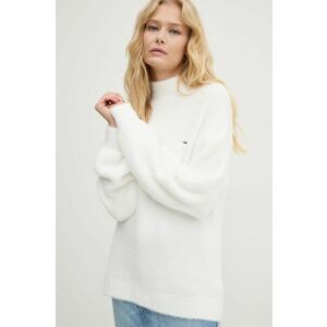 Tommy Jeans pulover femei, culoarea bej, cu turtleneck, DW0DW19682 imagine