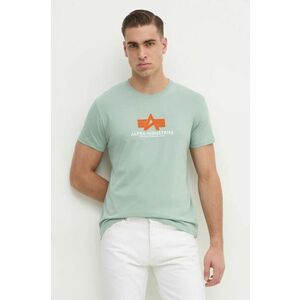 Alpha Industries tricou din bumbac Basic Rubber barbati, culoarea verde, cu imprimeu, 100501RB imagine