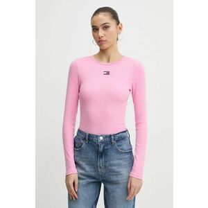 Tommy Jeans longsleeve femei, culoarea roz, DW0DW20178 imagine