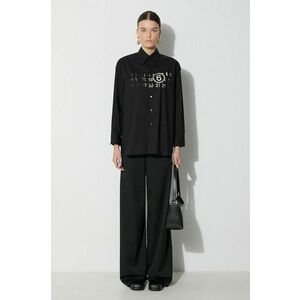 MM6 Maison Margiela cămașă din bumbac Long-Sleeved Shirt femei, culoarea negru, cu guler clasic, regular, S62DT0023 imagine