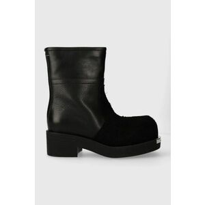 MM6 Maison Margiela cizme de piele Ankle Boot femei, culoarea negru, cu toc plat, S66WU0114 imagine