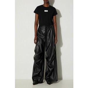 MM6 Maison Margiela pantaloni femei, culoarea negru, lat, high waist, S52KA0510.S53057 imagine