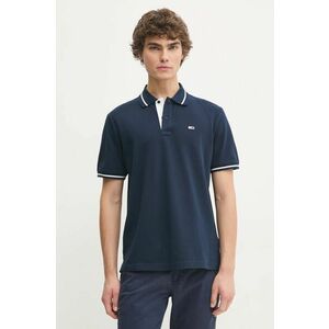 Tommy Jeans polo de bumbac culoarea albastru marin, neted, DM0DM20745 imagine