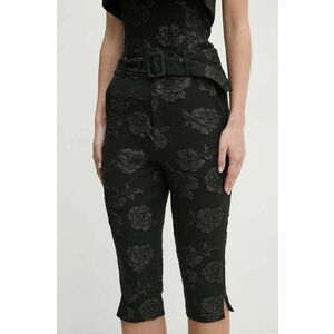 Rotate pantaloni scurti femei, culoarea negru, cu imprimeu, high waist, 113305100 imagine