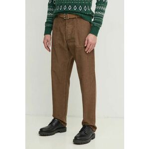 United Colors of Benetton pantaloni barbati, culoarea maro, cu fason chinos, 4FYHUF03S imagine