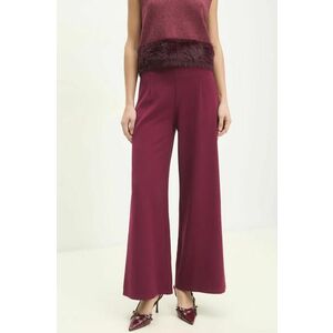 Answear Lab pantaloni femei, culoarea bordo, evazati, high waist imagine