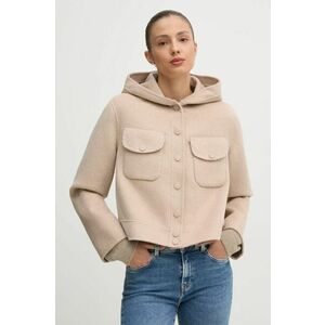 Pedro del Hierro geaca din amestec de lana culoarea bej, de tranzitie, oversize, 6758300 imagine