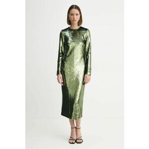 Rochie midi, de culoare verde, cu maneca lunga imagine