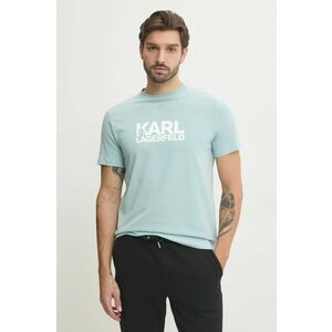 Karl Lagerfeld tricou barbati, culoarea turcoaz, cu imprimeu, 551235.755087 imagine