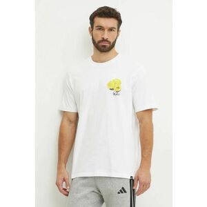 adidas tricou din bumbac SL LEMON bărbați, culoarea bej, cu imprimeu, JJ3959 imagine