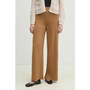 Sisley pantaloni femei, culoarea bej, lat, medium waist, 122NMF00D imagine