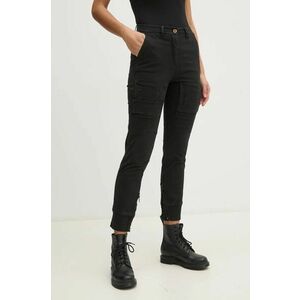 Aeronautica Militare pantaloni femei, culoarea negru, mulata, high waist, PA1616DCT3419 imagine