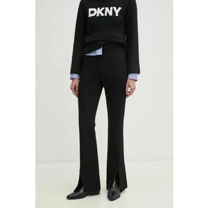 Dkny pantaloni femei, culoarea negru, evazati, high waist, P3KKQUEC imagine