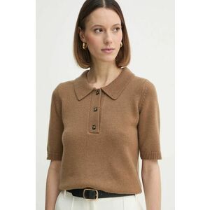 Herskind pulover de lana Alberto femei, culoarea maro, 5417974 imagine
