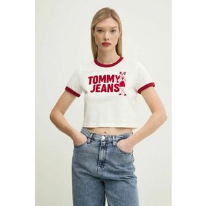 Tommy Jeans tricou din bumbac femei, culoarea alb, DW0DW20561 imagine